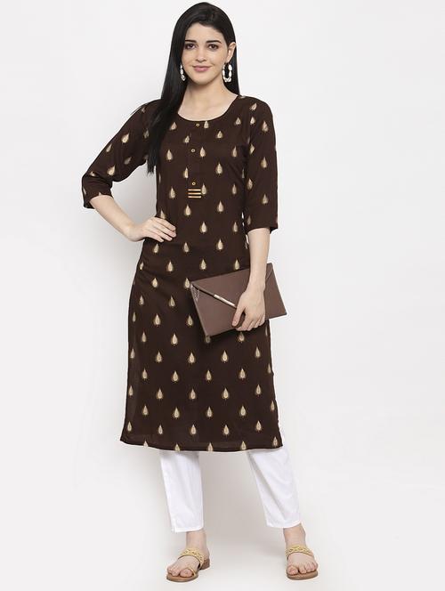 ethnic motifs straight kurta - 17970318 - Very Small Image - 1