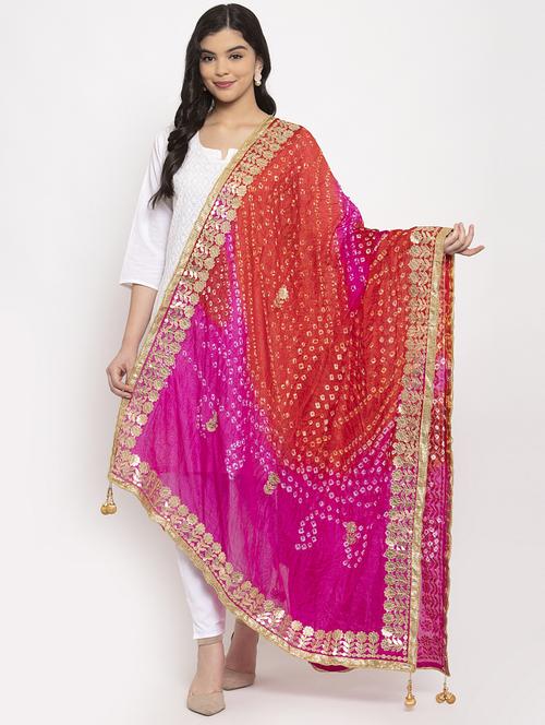 multi colored silk blend dupatta - 17970348 - Very Small Image - 1