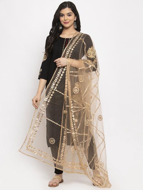 beige net dupatta - 17970369 - Very Small Image - 1