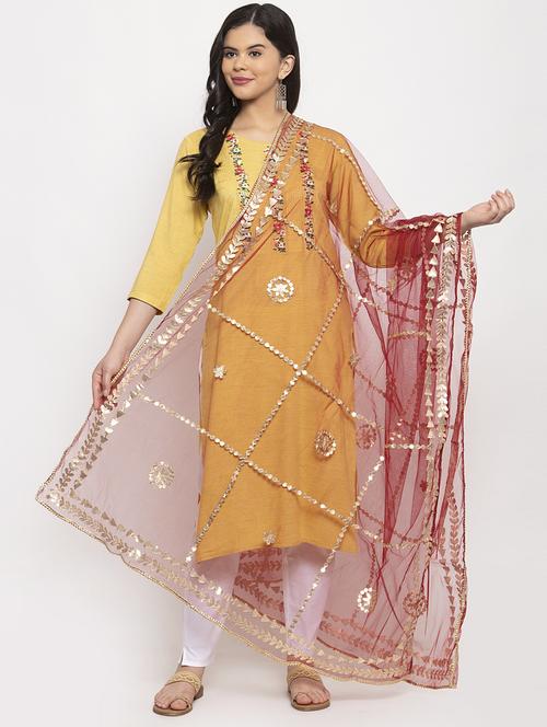 maroon null dupatta - 17970372 - Very Small Image - 1