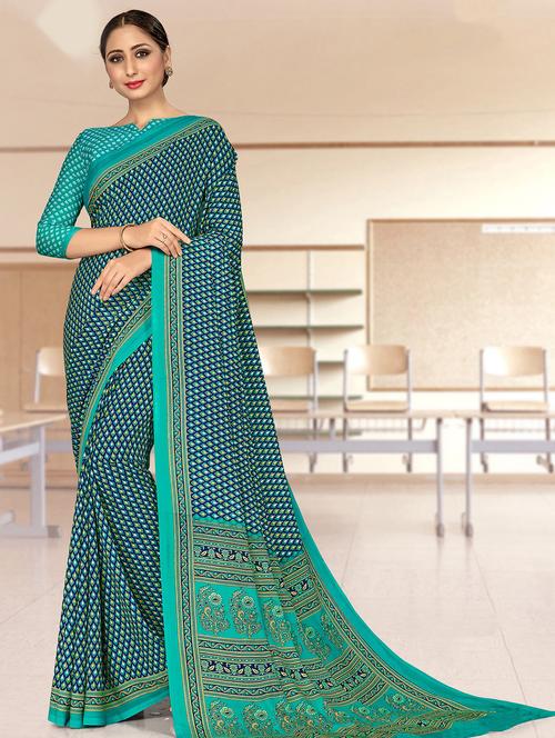 floral printed saree with blouse - 17970927 - Very Small Image - 1