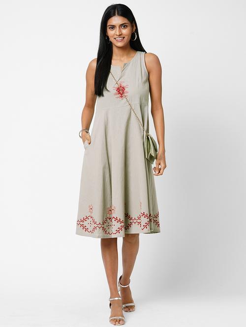 block print fit & flare ethnic dress - 17971047 - Very Small Image - 1