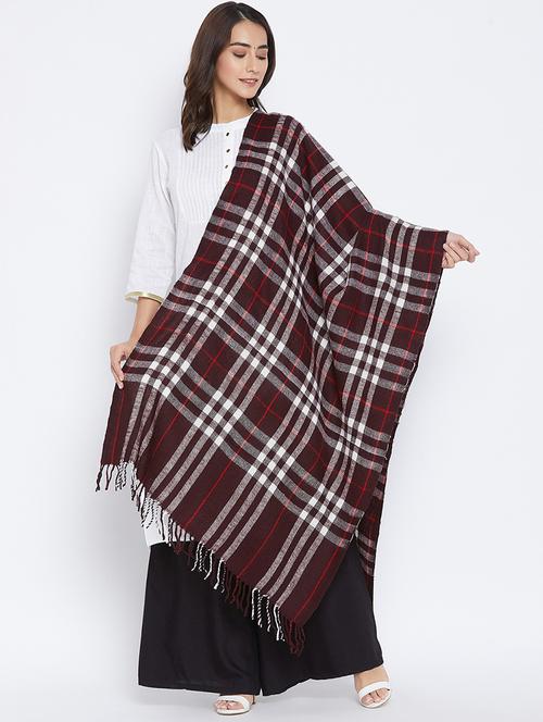 women's checks shawl - 17975355 - Very Small Image - 1