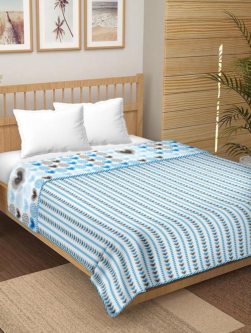 bella casa 144tc finland double dohar/ac blanket reversible 100% cotton (228 cm x 254 cm) (blue) -fin1047 - 17975586 - Very Small Image - 1