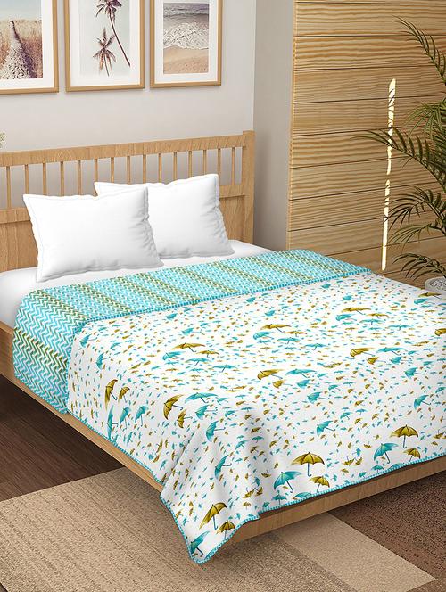 bella casa 144tc finland double dohar/ac blanket reversible 100% cotton (228 cm x 254 cm) (blue) -fin1057 - 17975596 - Very Small Image - 1