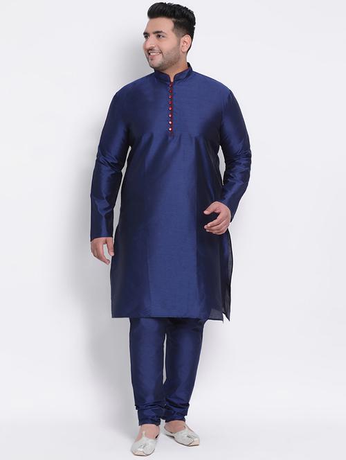 navy blue solid kurta pyjama ethnic wear set - 17975865 - Very Small Image - 1