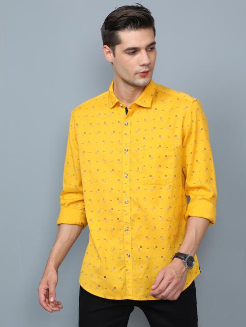 yellow printed casual shirt - 17976073 - Very Small Image - 1