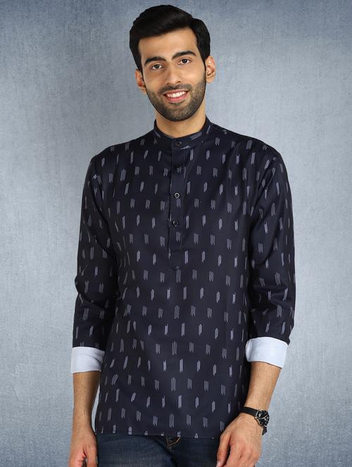 navy blue printed short  kurta - 17976650 - Very Small Image - 1