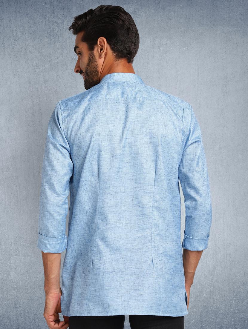 light blue solid short kurta - 17976667 - Zoom Image - 2