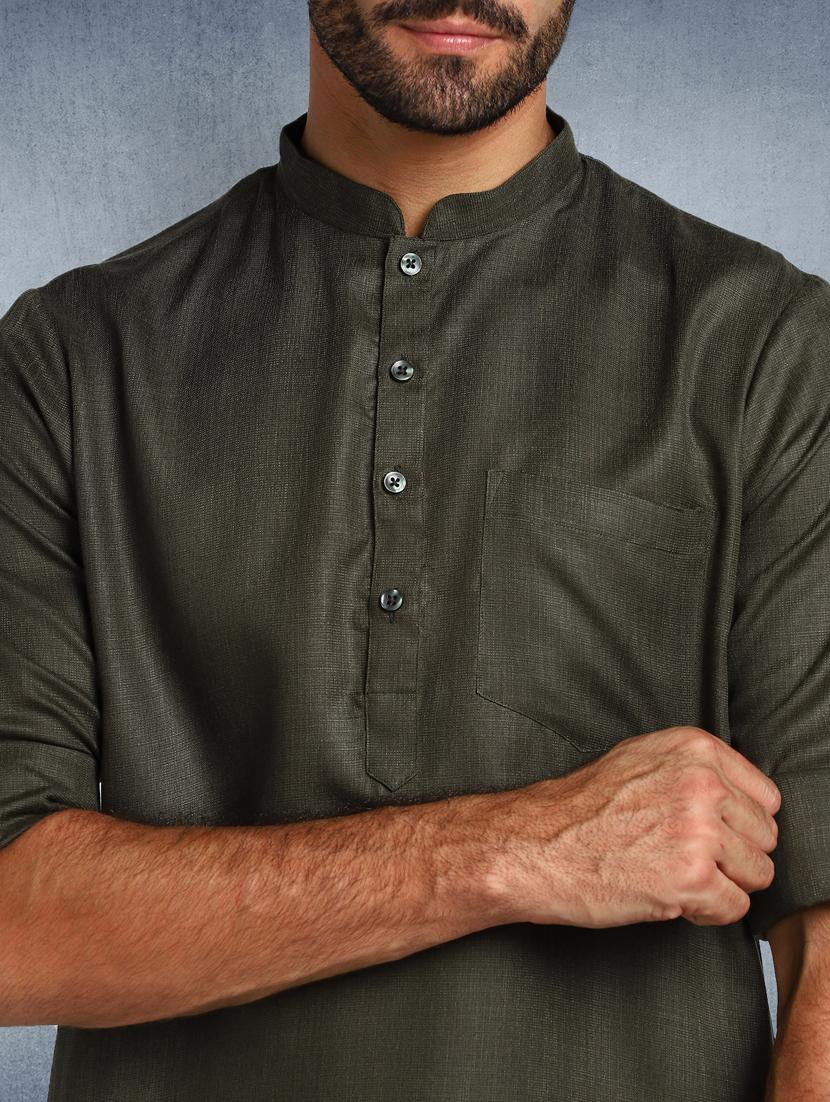 green solid short kurta - 17976671 - Standard Image - 4