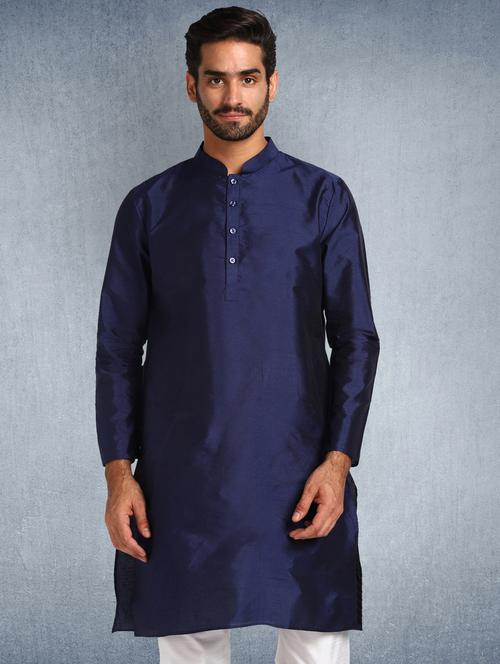navy blue solid long kurta - 17976698 - Very Small Image - 1