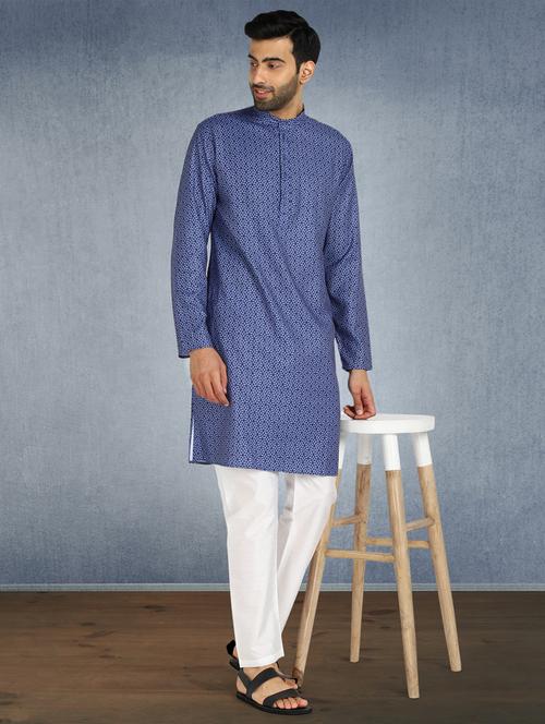 blue printed kurta pyjama ethnic wear set - 17976722 - Very Small Image - 1