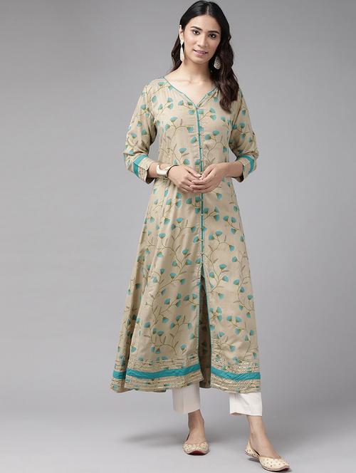 brown rayon a-line kurta - 17977181 - Very Small Image - 1