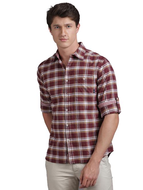 maroon checkered casual shirt - 17977436 - Very Small Image - 1