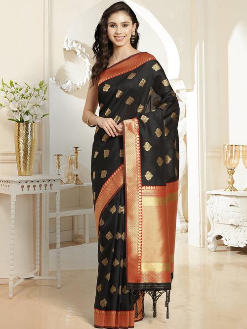 ethnic motifs woven saree with blouse - 17977522 - Very Small Image - 1