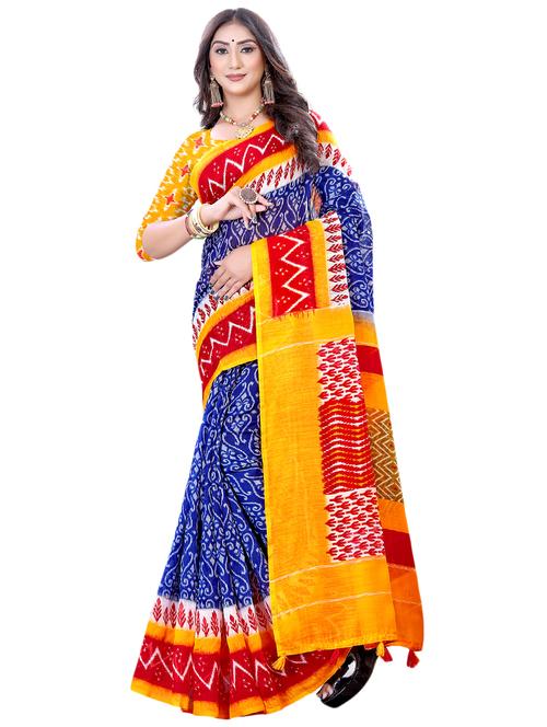 ikat printed saree  with blouse - 17977621 - Very Small Image - 1