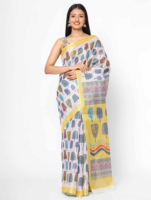 conversational printed saree with blouse - 17979162 - Very Small Image - 1