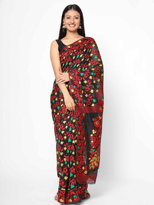 women's self design black colored saree - 17979164 - Very Small Image - 1