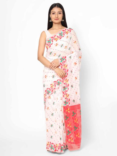 self design jamdani saree with blouse - 17979171 - Very Small Image - 1