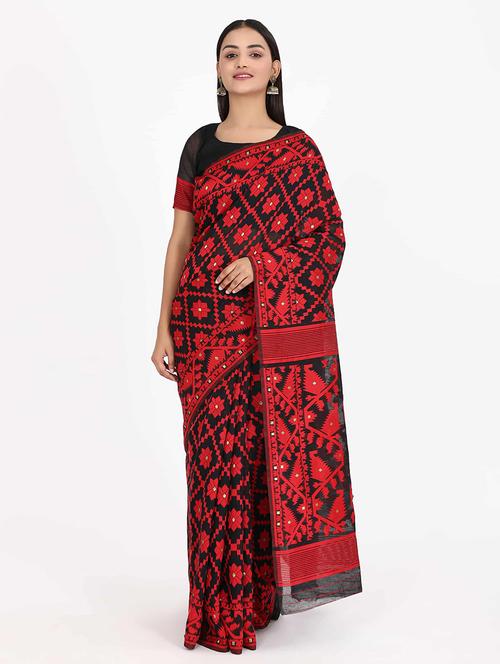 women's printed red colored saree with blouse - 17979181 - Very Small Image - 1