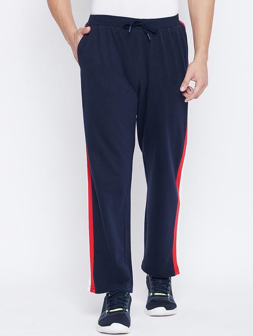 navy blue color block full length track pant - 17979331 - Very Small Image - 1