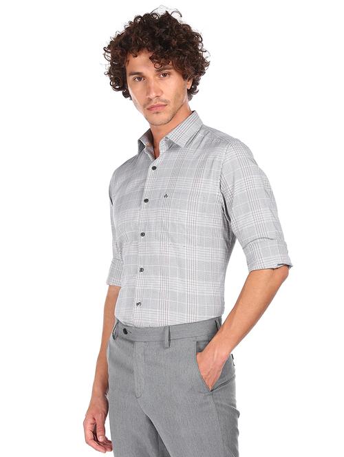 grey checkered formal shirt - 17981889 - Very Small Image - 1