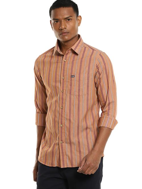 brown striped casual shirt - 17981962 - Very Small Image - 1