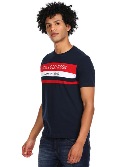navy blue printed t-shirt - 17982127 - Very Small Image - 1