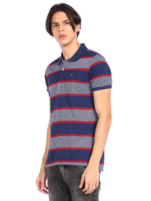 blue striped polo t-shirt - 17982145 - Very Small Image - 1