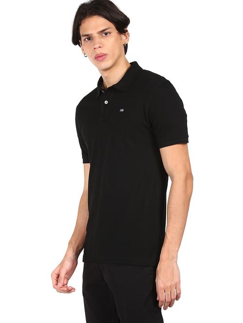 black solid polo t-shirt - 17982155 - Very Small Image - 1