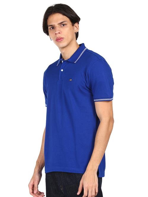 blue solid polo t-shirt - 17982168 - Very Small Image - 1