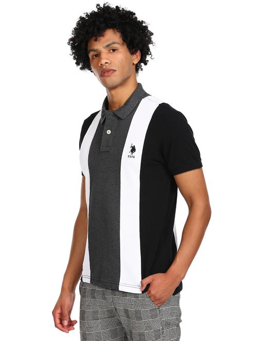 black color block polo t-shirt - 17982205 - Very Small Image - 1