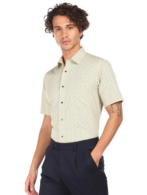 beige printed formal shirt - 17982223 - Very Small Image - 1