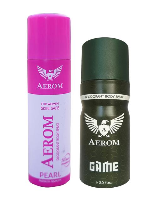 aerom pearl and game deodorant body spray for men and women, 300 ml (pack of 2) - 17982586 - Very Small Image - 1