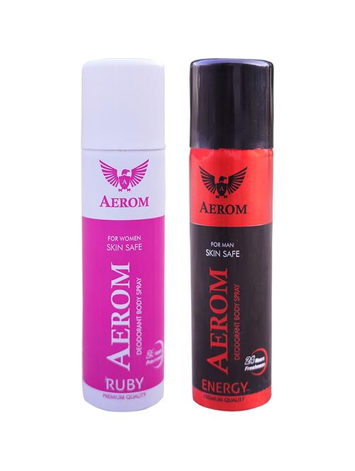 aerom ruby and energy deodorant body spray for men and women, 300 ml (pack of 2) - 17982589 - Very Small Image - 1