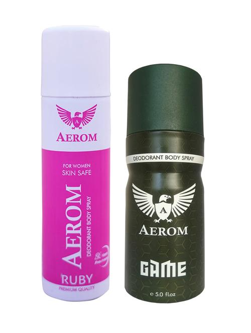 aerom ruby and game deodorant body spray for men and women, 300 ml (pack of 2) - 17982590 - Very Small Image - 1