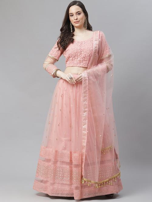 pink net flared lehenga - 17982647 - Very Small Image - 1
