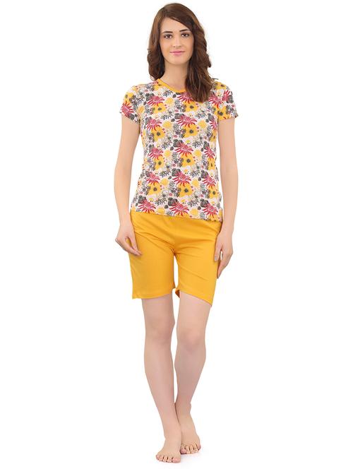 v-neck printed nightwear shorts set  - 17982930 - Very Small Image - 1