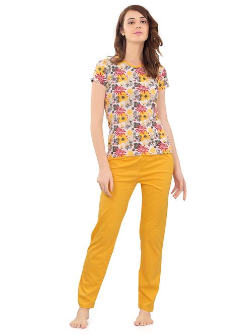 v-neck printed nightwear pajama set - 17982982 - Very Small Image - 1