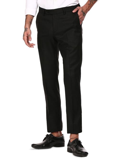 black checkered flat front formal trouser - 17983446 - Very Small Image - 1