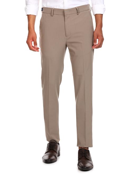 beige textured flat front formal trouser - 17983451 - Very Small Image - 1