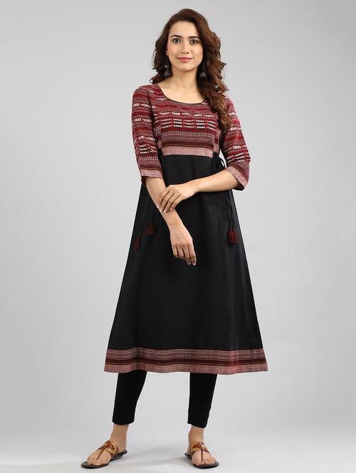 red printed a-line  kurta - 17985003 - Very Small Image - 1