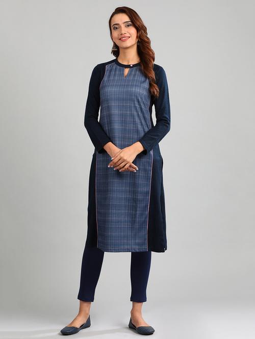 checkered straight kurta - 17985301 - Very Small Image - 1