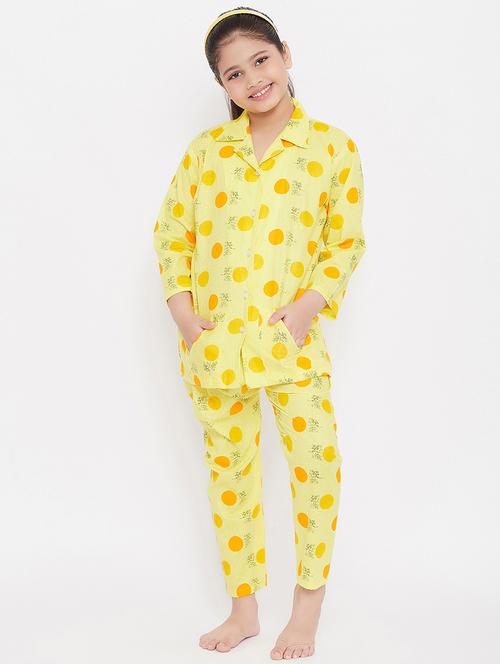 yellow printed nightwear pajama set  - 17987208 - Very Small Image - 1