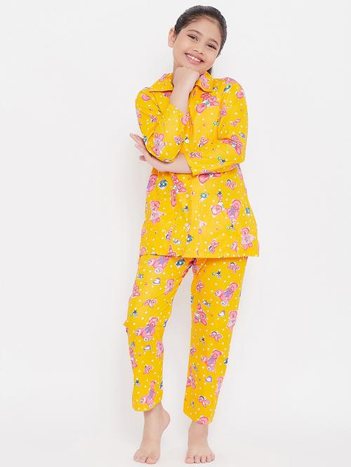 yellow printed nightwear pajama set  - 17987210 - Very Small Image - 1