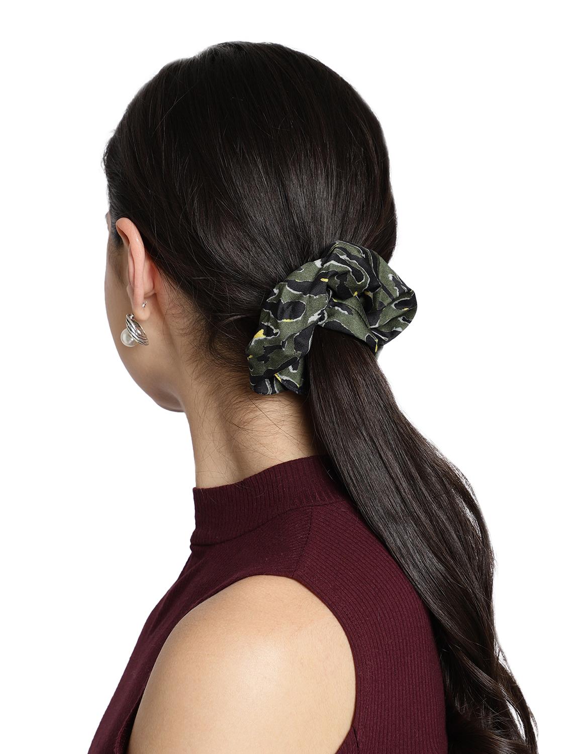 printed viscose green headband and scrunchy combo pack - 17987256 - Standard Image - 6