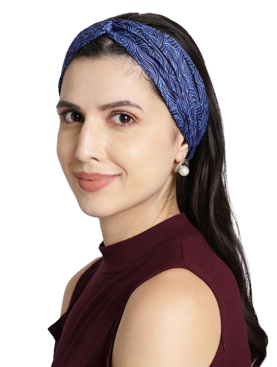 blue printed viscose headband and scrunchy combo pack - 17987259 - Standard Image - 4