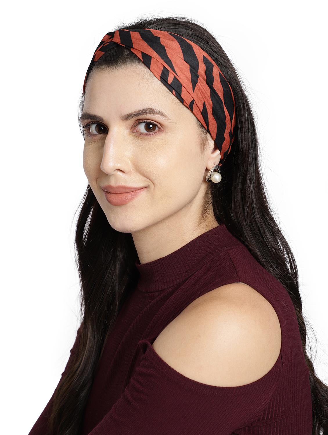 coral printed viscose headband and scrunchy combo pack - 17987265 - Standard Image - 4