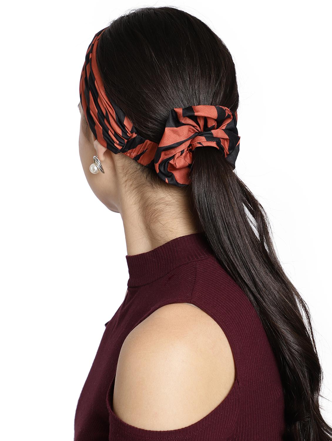 coral printed viscose headband and scrunchy combo pack - 17987265 - Standard Image - 5