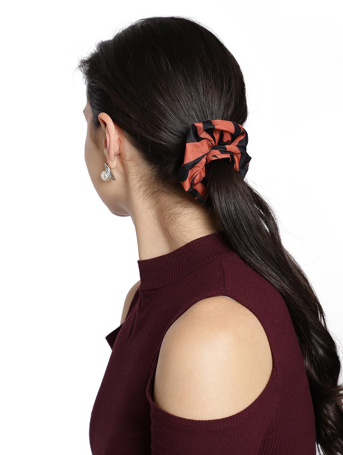 coral printed viscose headband and scrunchy combo pack - 17987265 - Standard Image - 6